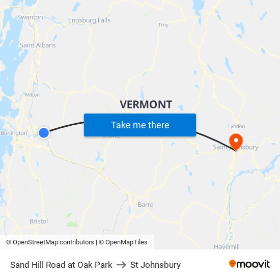 Sand Hill Road at Oak Park to St Johnsbury map