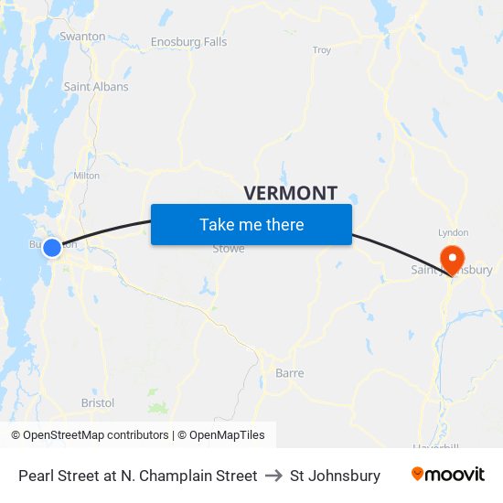 Pearl Street at N. Champlain Street to St Johnsbury map