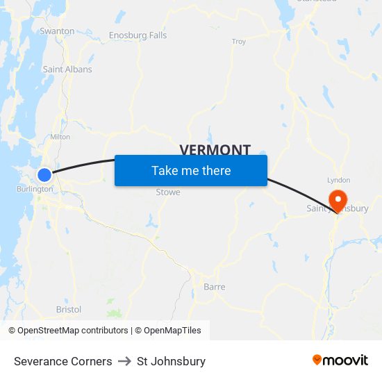 Severance Corners to St Johnsbury map