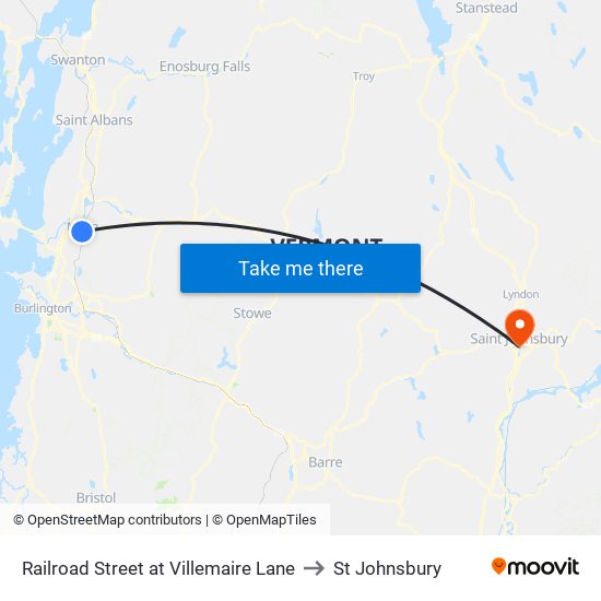 Railroad Street at Villemaire Lane to St Johnsbury map