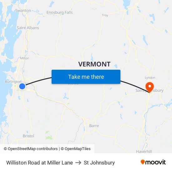 Williston Road at Miller Lane to St Johnsbury map