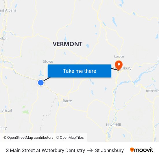 S Main Street at Waterbury Dentistry to St Johnsbury map