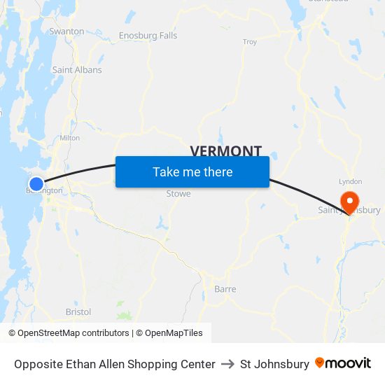 Opposite Ethan Allen Shopping Center to St Johnsbury map