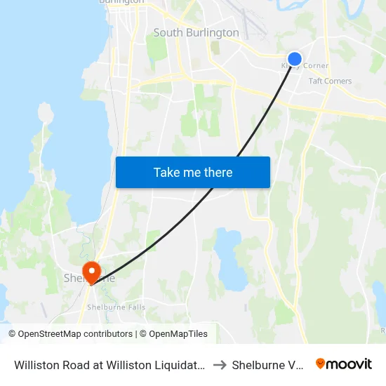 Williston Road at Williston Liquidation Center to Shelburne VT USA map