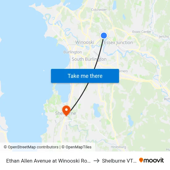 Ethan Allen Avenue at Winooski Road (#310) to Shelburne VT USA map