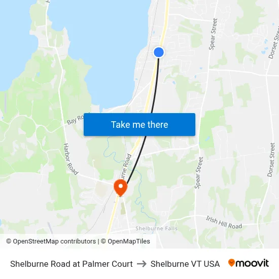 Shelburne Road at Palmer Court to Shelburne VT USA map