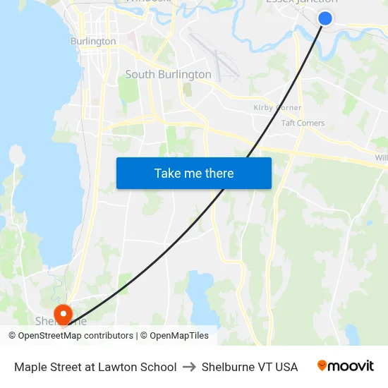 Maple Street at Lawton School to Shelburne VT USA map