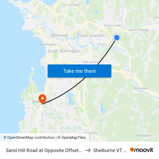 Sand Hill Road at Opposite Offset House to Shelburne VT USA map