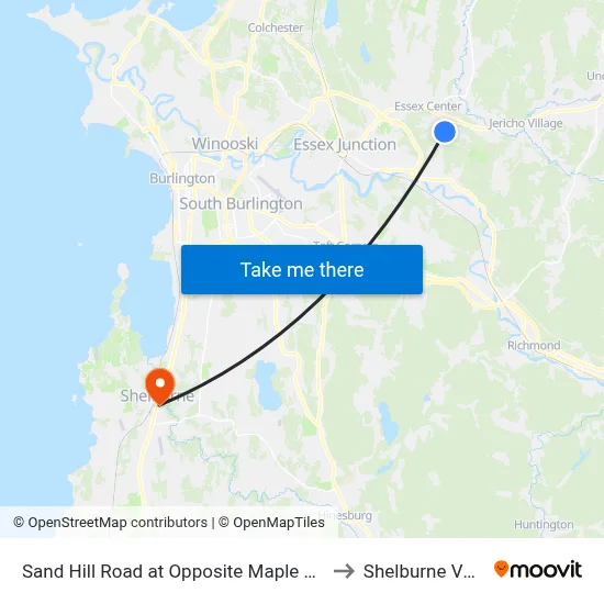 Sand Hill Road at Opposite Maple Lawn Drive to Shelburne VT USA map