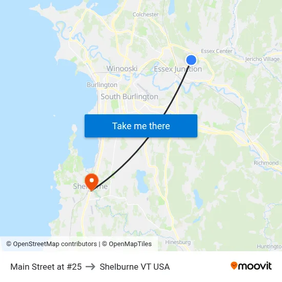 Main Street at #25 to Shelburne VT USA map