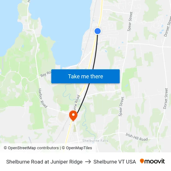 Shelburne Road at Juniper Ridge to Shelburne VT USA map