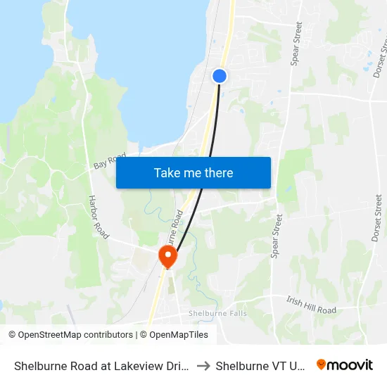 Shelburne Road at Lakeview Drive to Shelburne VT USA map