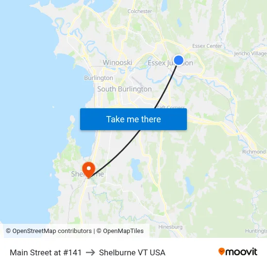 Main Street at #141 to Shelburne VT USA map