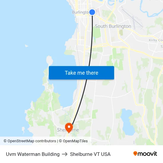 Uvm Waterman Building to Shelburne VT USA map