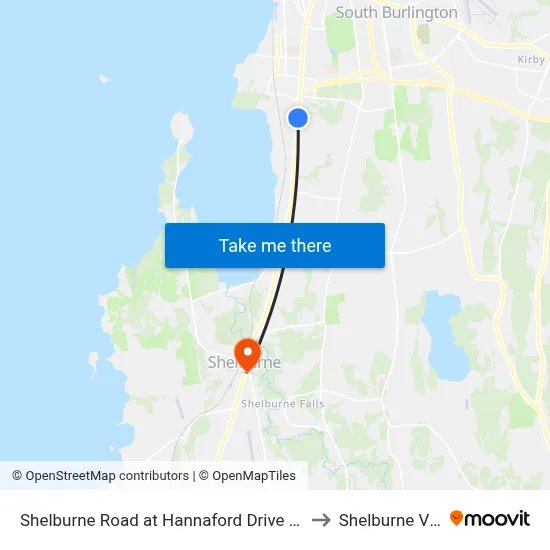 Shelburne Road at Hannaford Drive (Olive Garden) to Shelburne VT USA map