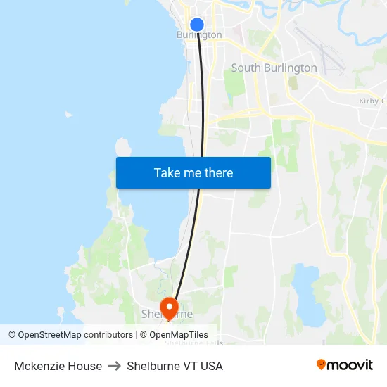 Mckenzie House to Shelburne VT USA map