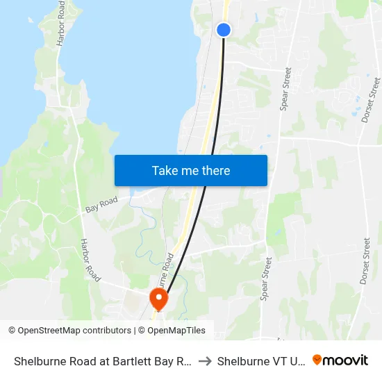 Shelburne Road at Bartlett Bay Road to Shelburne VT USA map