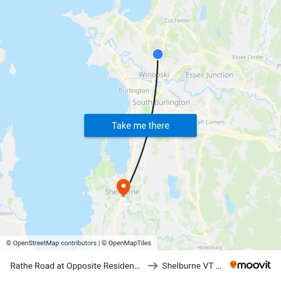 Rathe Road at Opposite Residence Inn to Shelburne VT USA map