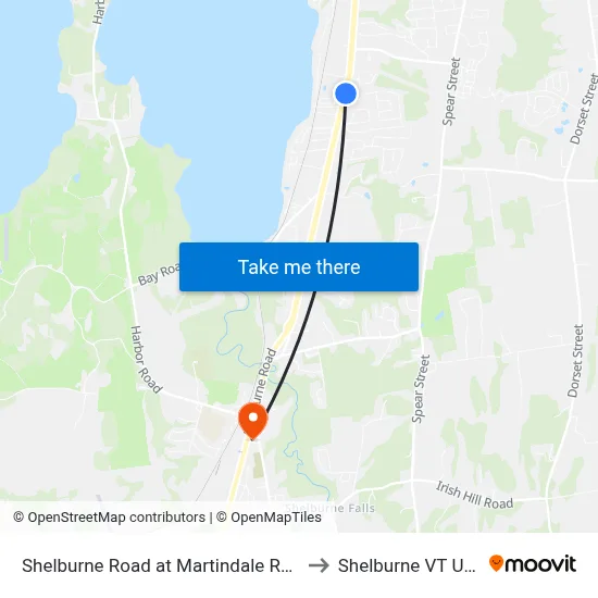 Shelburne Road at Martindale Road to Shelburne VT USA map