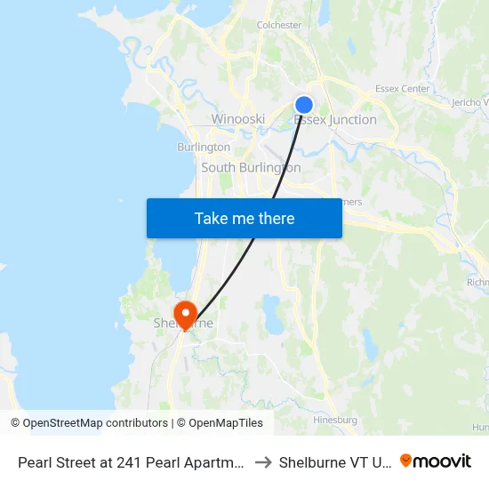 Pearl Street at 241 Pearl Apartments to Shelburne VT USA map
