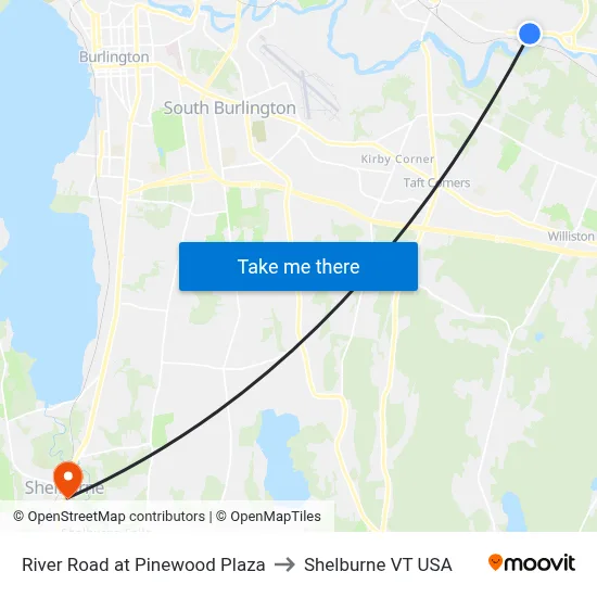 River Road at Pinewood Plaza to Shelburne VT USA map