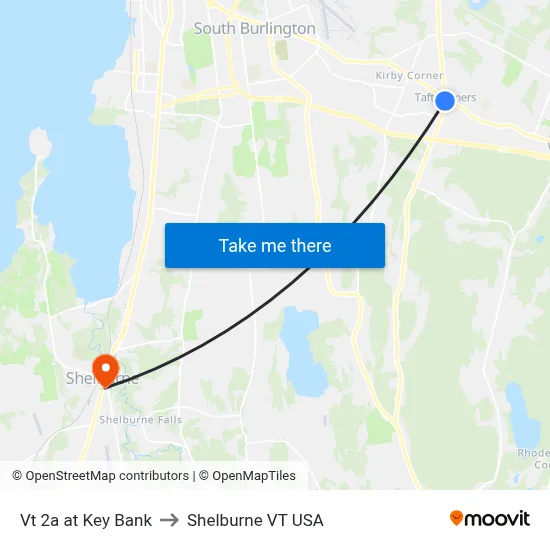 Vt 2a at Key Bank to Shelburne VT USA map