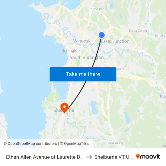 Ethan Allen Avenue at Laurette Drive to Shelburne VT USA map