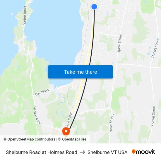 Shelburne Road at Holmes Road to Shelburne VT USA map