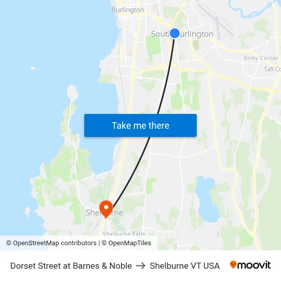 Dorset Street at Barnes & Noble to Shelburne VT USA map