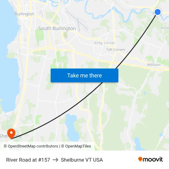 River Road at #157 to Shelburne VT USA map