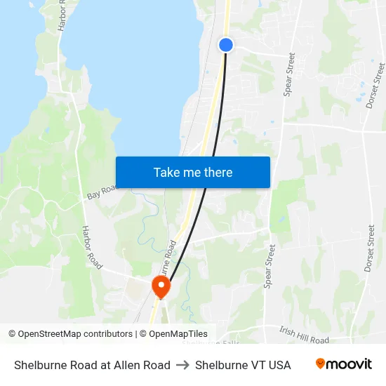 Shelburne Road at Allen Road to Shelburne VT USA map