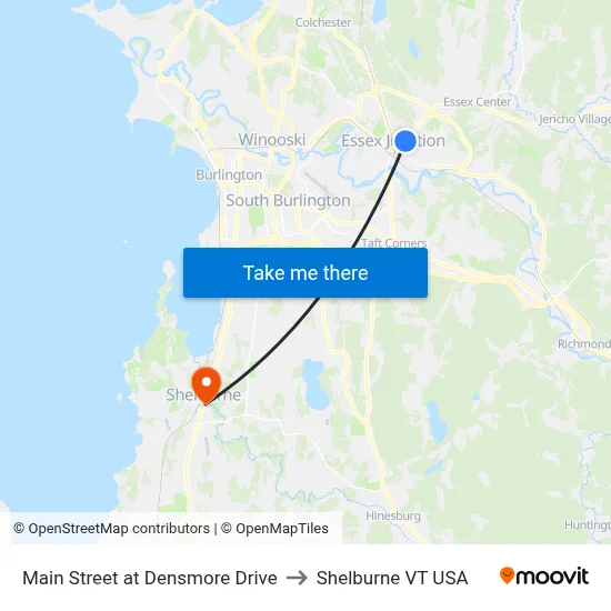 Main Street at Densmore Drive to Shelburne VT USA map