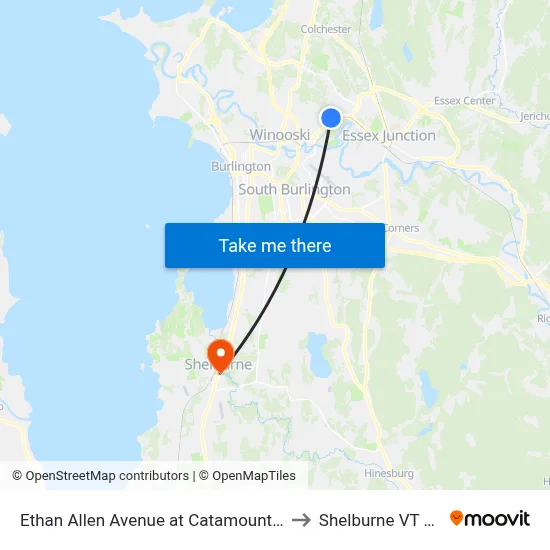 Ethan Allen Avenue at Catamount Lane to Shelburne VT USA map