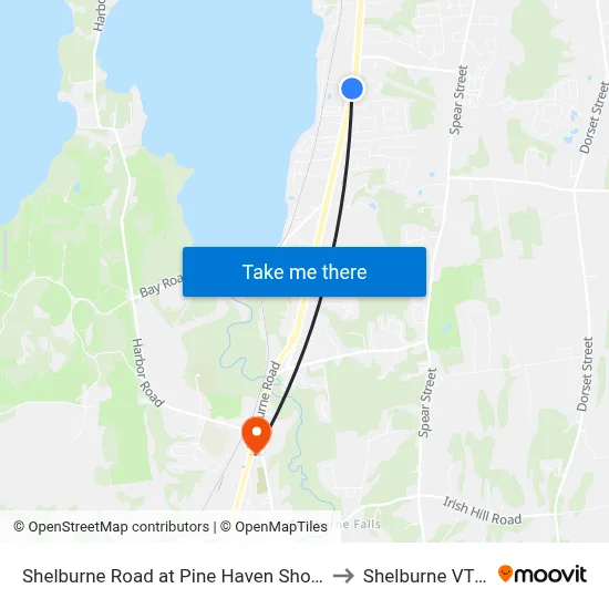 Shelburne Road at Pine Haven Shores Road to Shelburne VT USA map