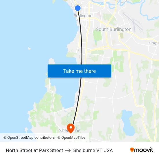 North Street at Park Street to Shelburne VT USA map