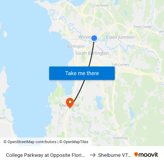 College Parkway at Opposite Florida Avenue to Shelburne VT USA map