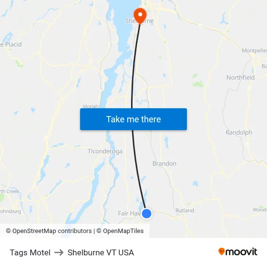 Tags Motel to Shelburne VT USA map