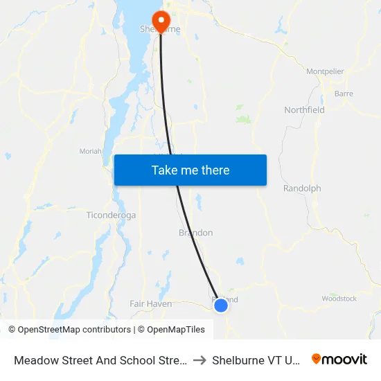 Meadow Street And School Street to Shelburne VT USA map