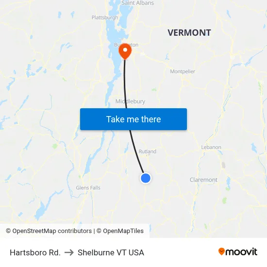 Hartsboro Rd. to Shelburne VT USA map