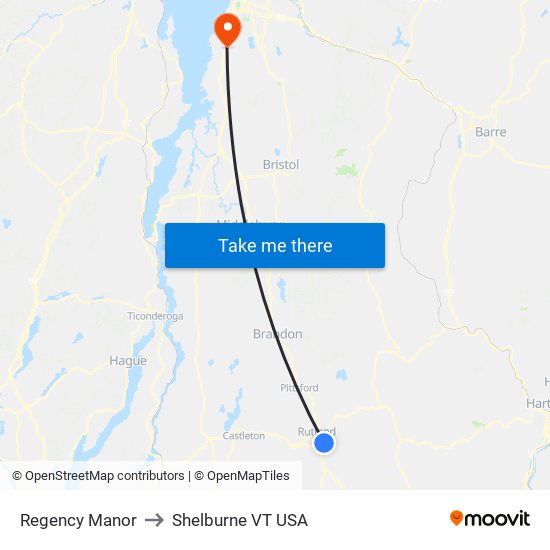 Regency Manor to Shelburne VT USA map