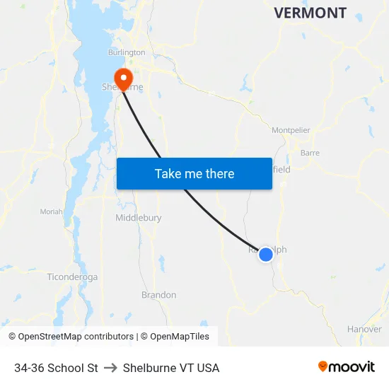 34-36 School St to Shelburne VT USA map