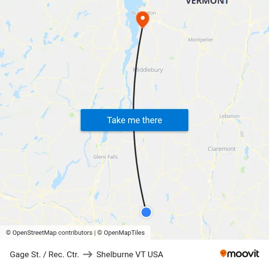 Gage St. / Rec. Ctr. to Shelburne VT USA map