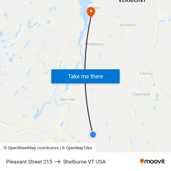 Pleasant Street 215 to Shelburne VT USA map