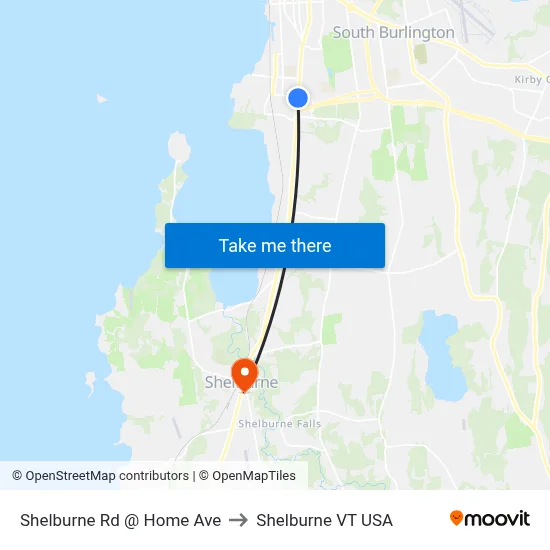 Shelburne Rd @ Home Ave to Shelburne VT USA map