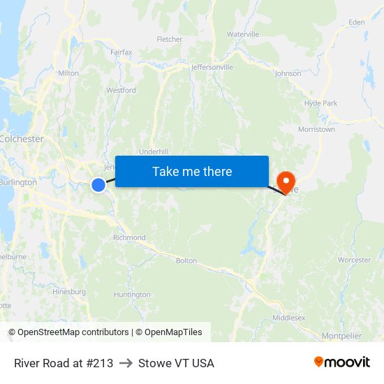 River Road at #213 to Stowe VT USA map