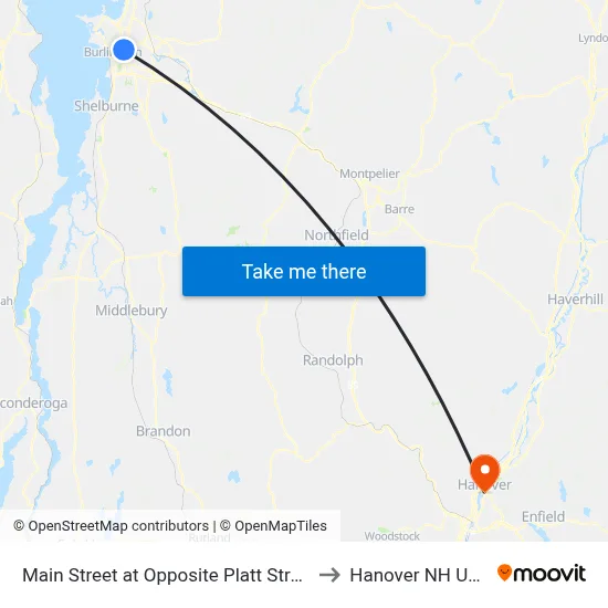 Main Street at Opposite Platt Street to Hanover NH USA map