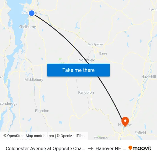 Colchester Avenue at Opposite Chase Street to Hanover NH USA map