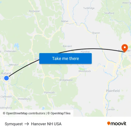 Symquest to Hanover NH USA map