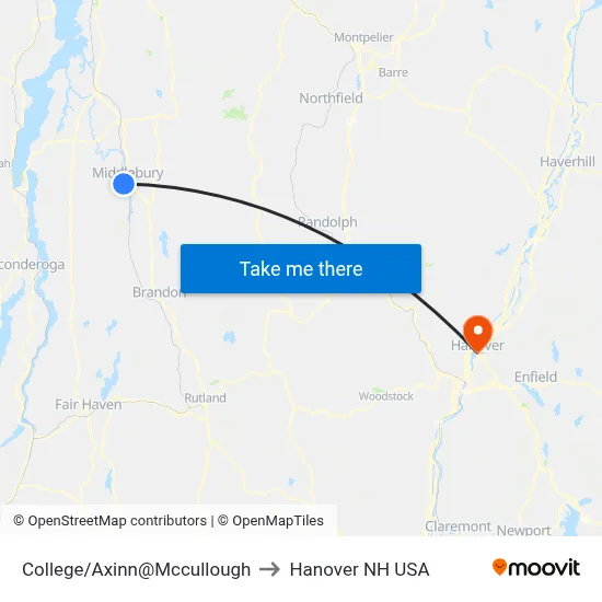 College/Axinn@Mccullough to Hanover NH USA map