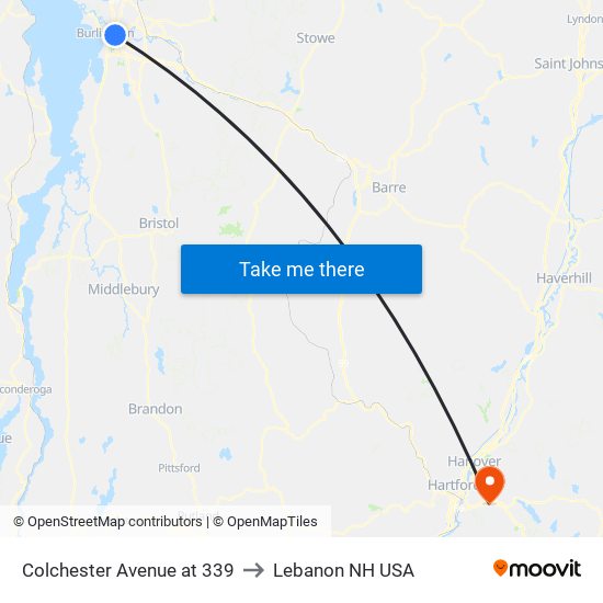 Colchester Avenue at 339 to Lebanon NH USA map